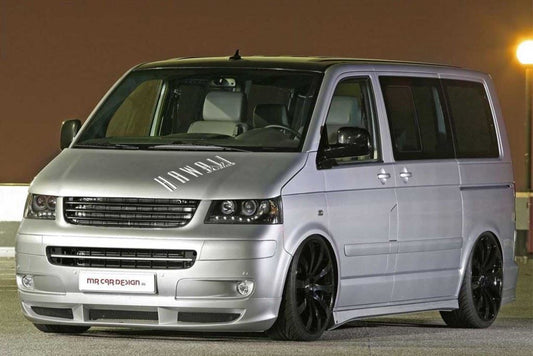 VW TRANSPORTER T5 INC CARAVELLE 2003-2010 BLACK DRL HEADLIGHTS HEADLAMPS PAIR