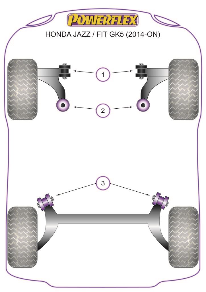 For Honda Jazz/Fit GK5 2014- PowerFlex Front Arm Rear Bush