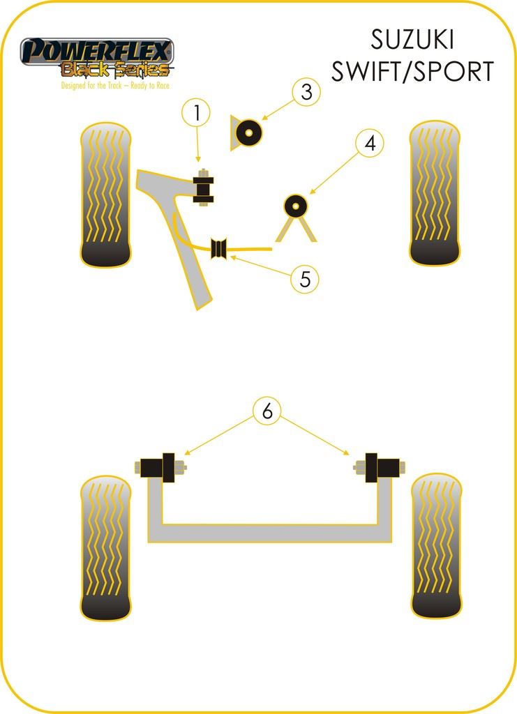 For Suzuki Swift Sport ZC31S 2007-2010 PowerFlex Black Rear Beam Mount Bush