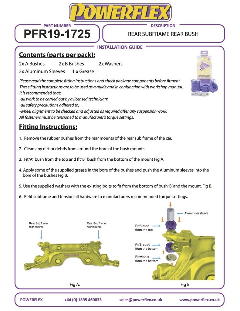 For Ford MUSTANG 2015 - PowerFlex Black Series Rear Subframe Rear Bush