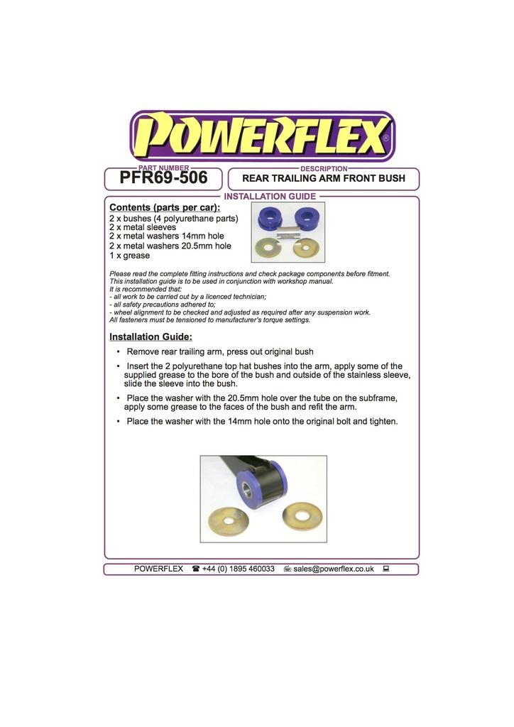 For Subaru Forester SH 05/08 on PowerFlex Rear Trailing Arm Front Bush