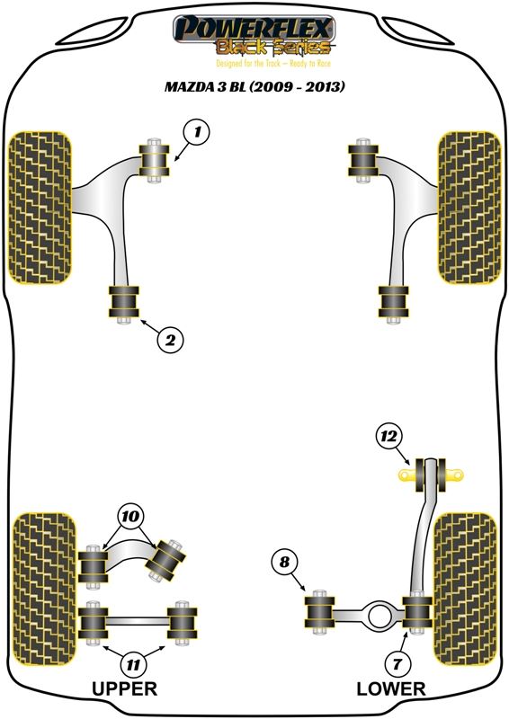 Mazda 3 BL 2009-2013 PowerFlex Black Front Wishbone Bush Camber Adjustable