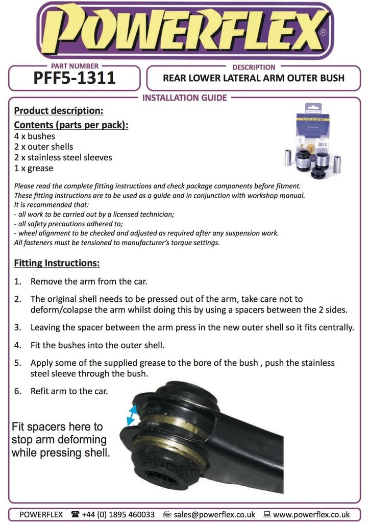 For Mini Generation 3 2014 on PowerFlex Black Rear Lower Lateral Arm Outer Bush