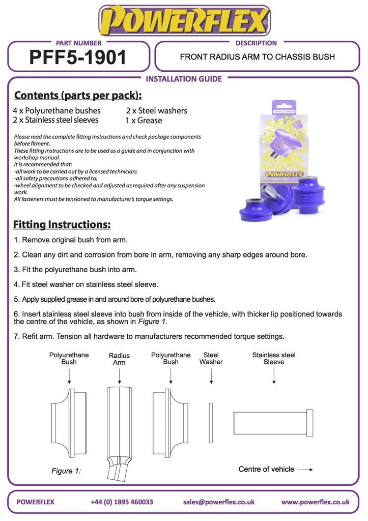 For BMW 4 Series PowerFlex Front Radius Arm To Chassis Bush