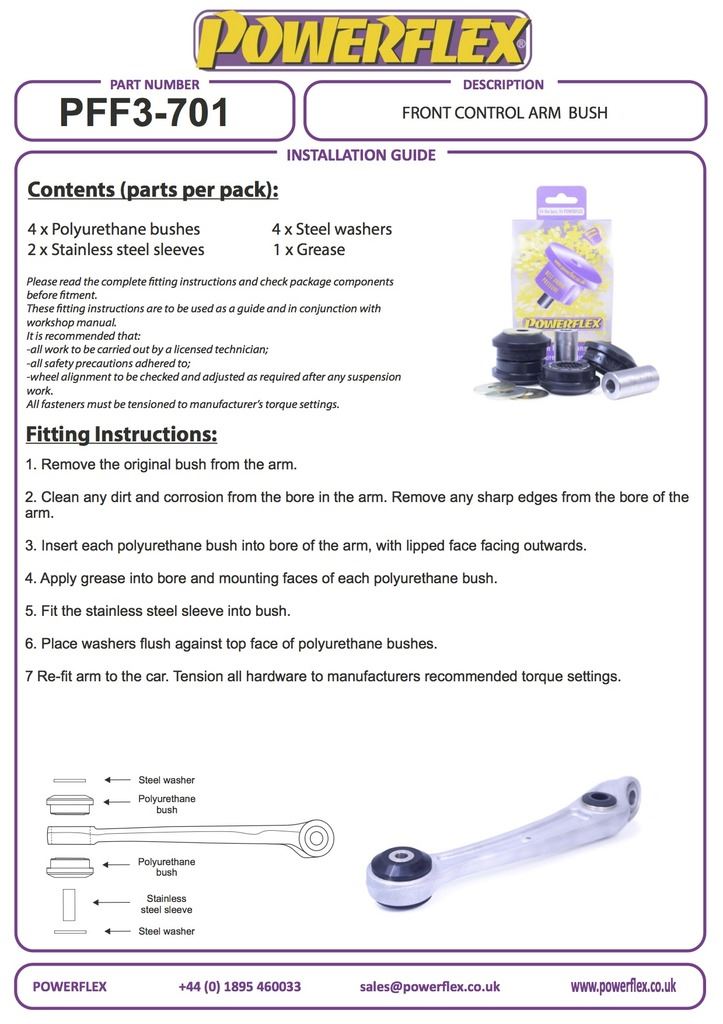For Audi A6 Quattro 2011- PowerFlex Front Lower Control Arm Bush