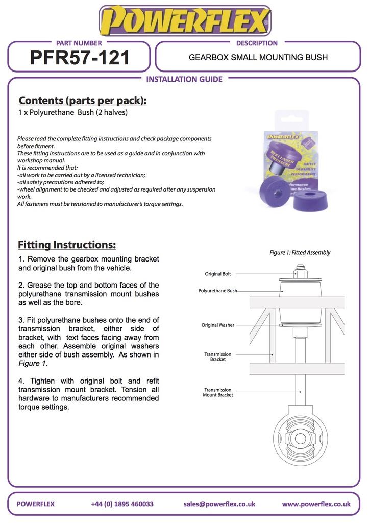 Porsche 911 964 (1989-1994) PowerFlex Transmission Mount Bracket Small Bush