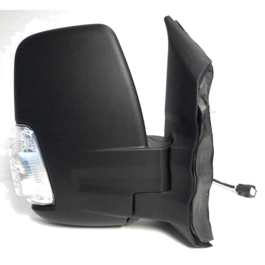 Ford Transit Mk8 (2014 on) Black Electric Short Arm Wing Door Mirror Drivers Side