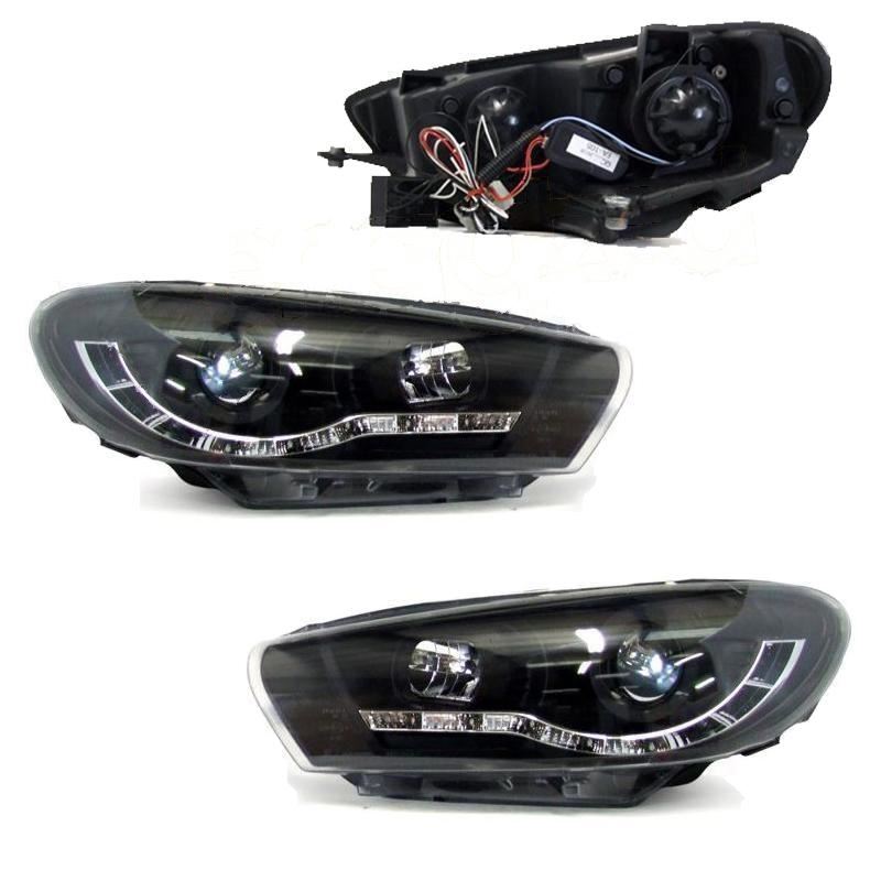 VOLKSWAGEN SCIROCCO  2008-> BLACK DRL HEADLIGHTS PAIR