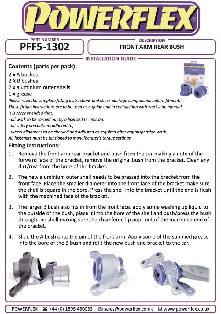 For Mini Generation 3 F56 2014 on PowerFlex Black Series Front Arm Rear Bush