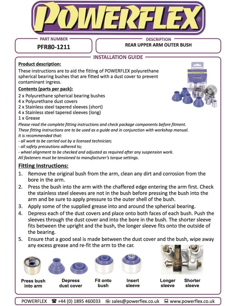 For Cadillac BLS 2005-2010 PowerFlex Black Series Rear Upper Arm Outer Bush