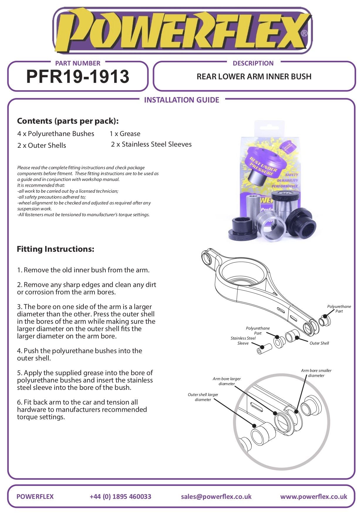 For Volvo XC70 (2007-2011) PowerFlex Rear Lower Arm Inner Bush