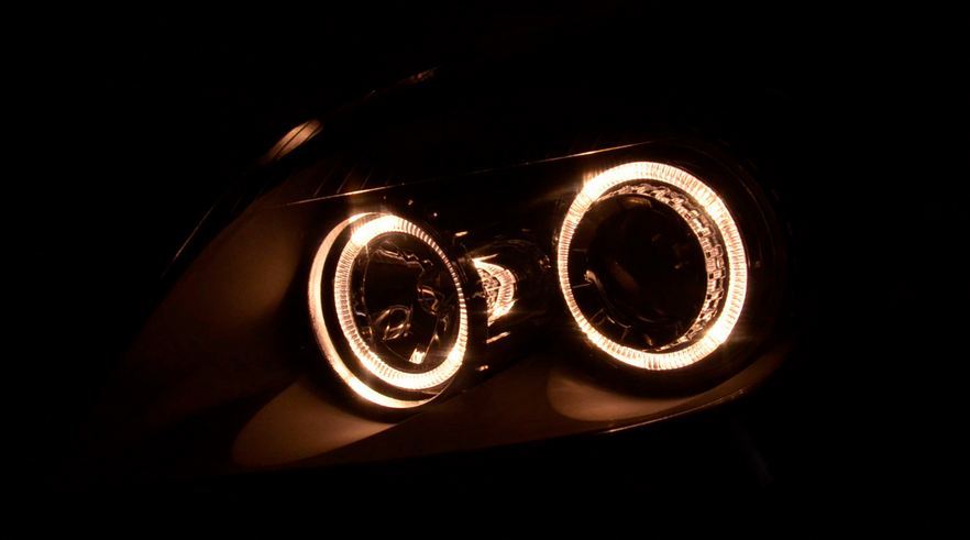 VAUXHALL ASTRA H MK5  5/2004-2010 BLACK ANGEL EYES HEADLIGHTS PAIR