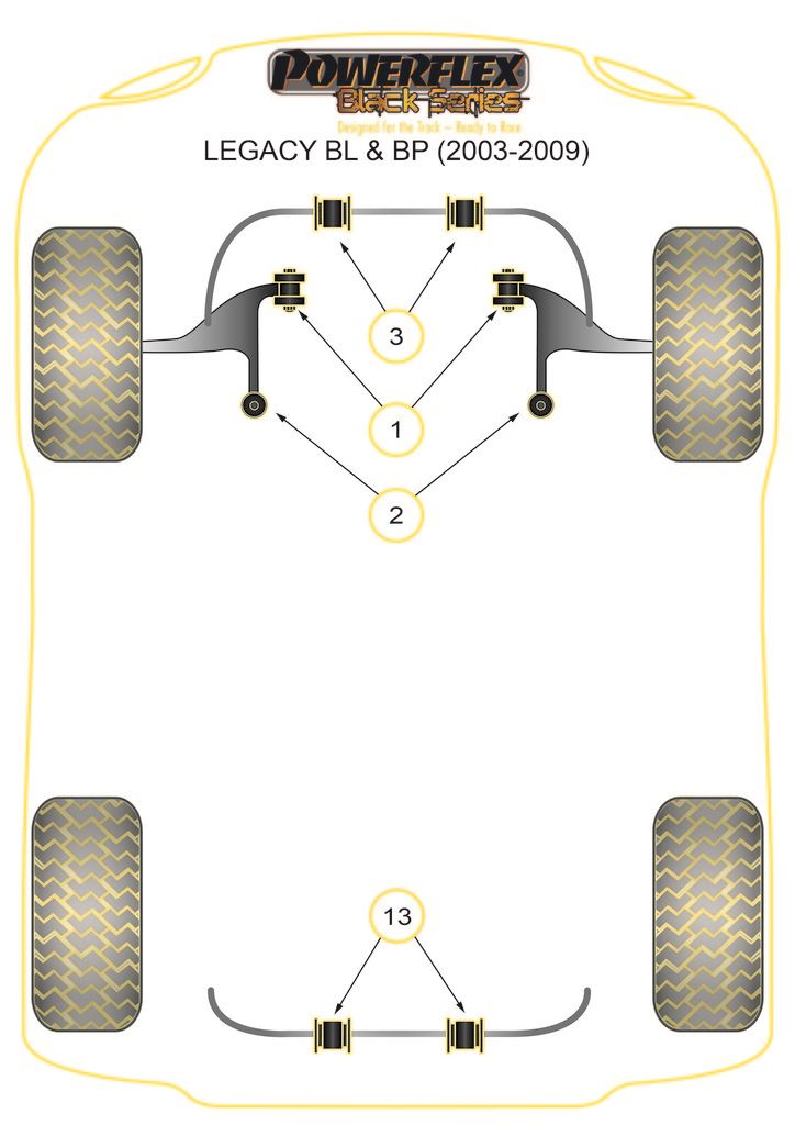 For Subaru Legacy 2003-2009 PowerFlex Black Series Front Wishbone Rear Bush