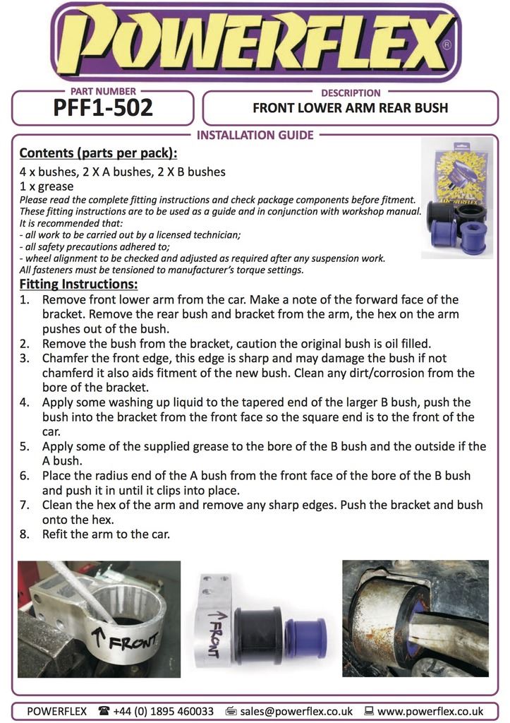 For Alfa Brera 2005-2010 PowerFlex Black Series Front Lower Arm Rear Bush