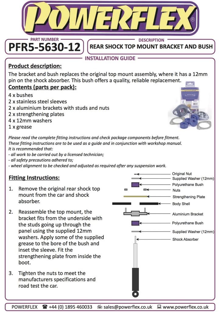 For BMW Z3 1994-2002 PowerFlex Black Rear Shock Top Mount Bracket and Bush