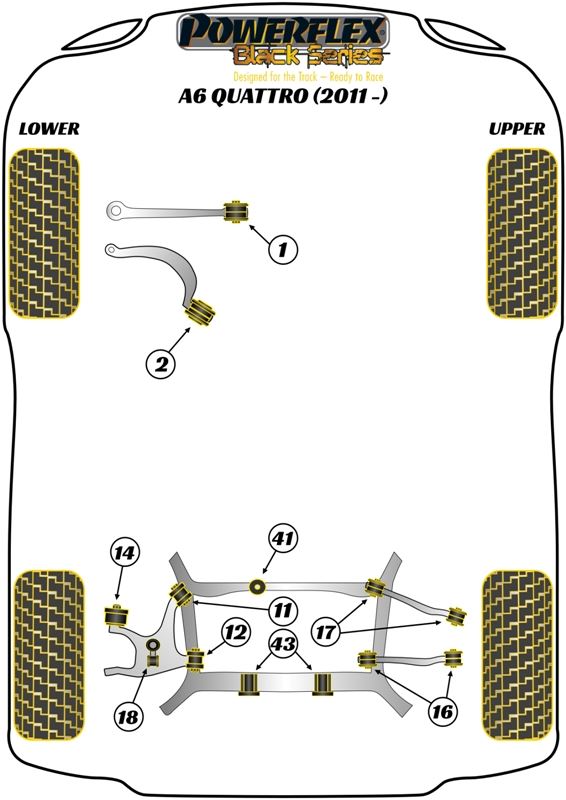 For Audi A6 Quattro 2011- PowerFlex Black Series Front Lower Control Arm Bush