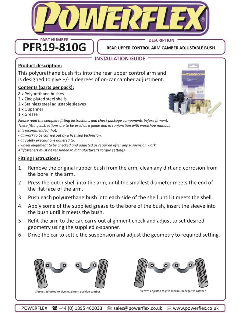 Ford Kuga 2007-2012 PowerFlex Black Rear Upper Arm Camber Adjustable Bush