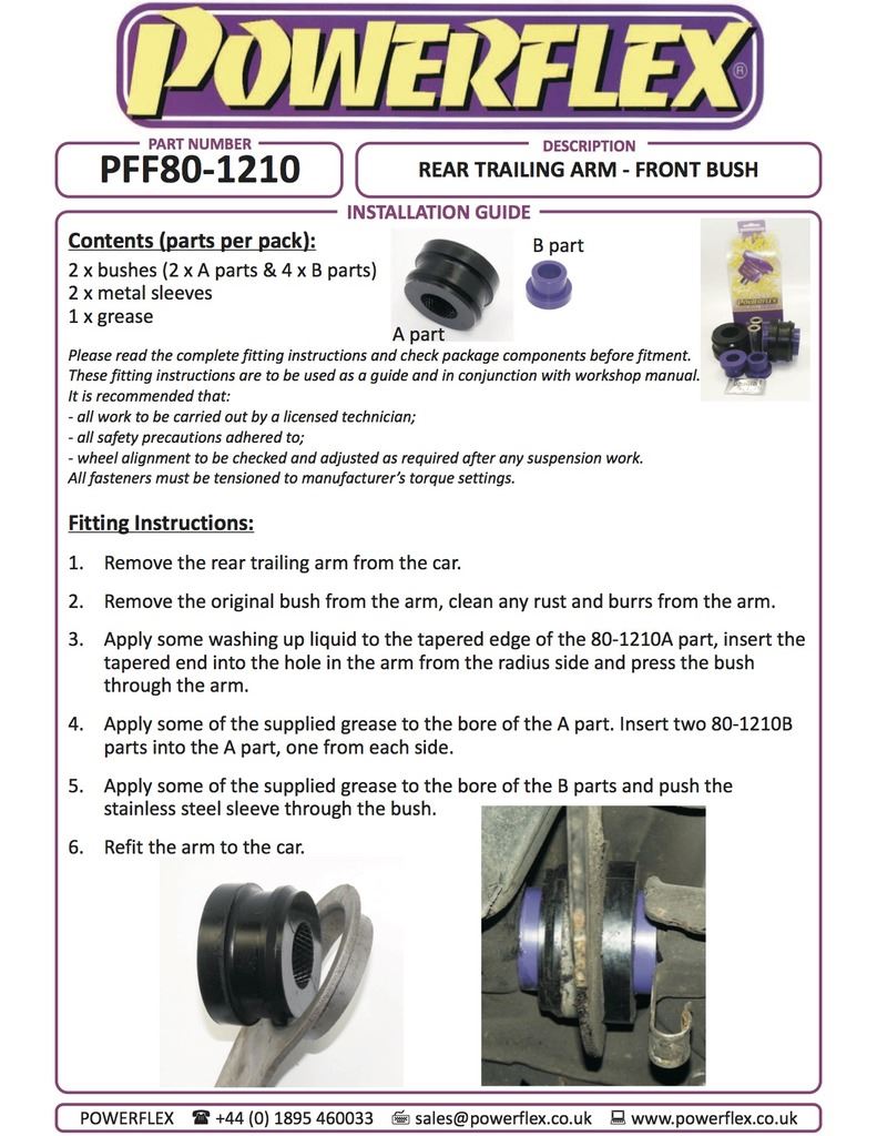 For Cadillac BLS 2005-2010 PowerFlex Rear Trailing Arm Front Bush