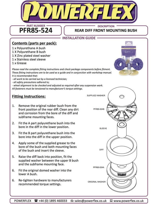 For Audi RS3 2015- PowerFlex Rear Diff Front Mounting Bush