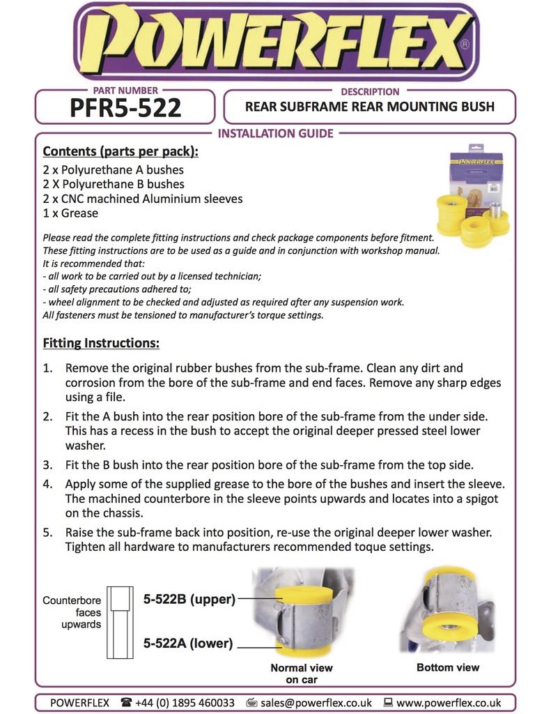 For BMW E39 5 Series 1996-2004 PowerFlex Black Rear Subframe Rear Mounting Bush