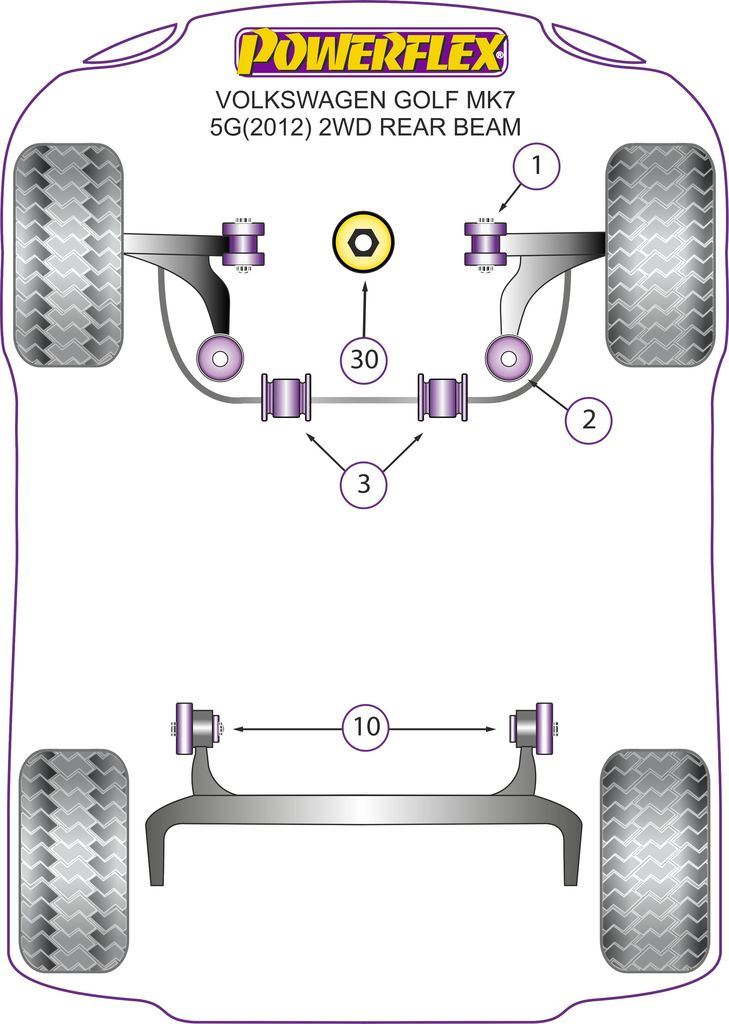 VW Golf MK7 5G 2WD Rear Beam 2012 on PowerFlex Lower Engine Mount Insert Large