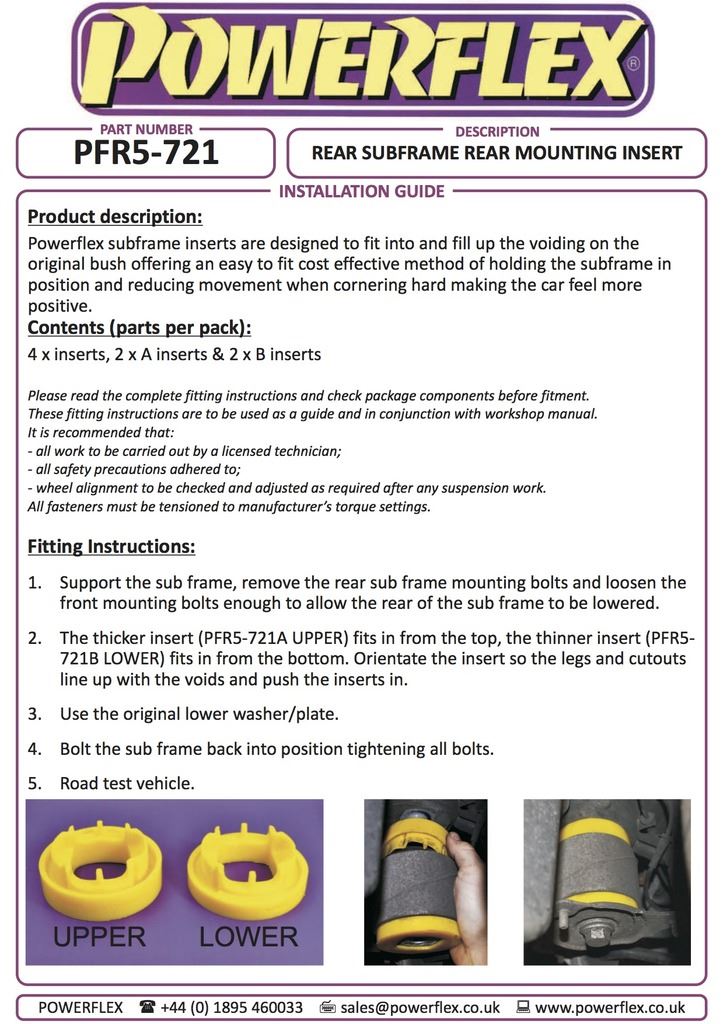 For BMW E63 6 Series 2003-2010 PowerFlex Rear Subframe Rear Mounting Insert