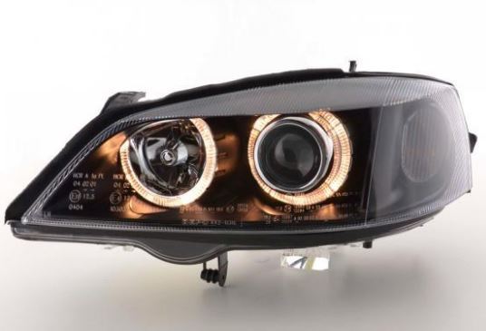 VAUXHALL ASTRA G MK4  1998-2004 BLACK ANGEL EYES HEADLIGHTS PAIR