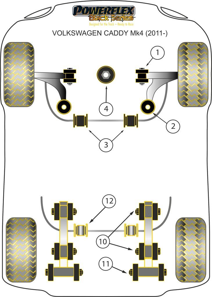 For VW Caddy MK4 06/2010- PowerFlex Black Lower Engine Mount Insert Large