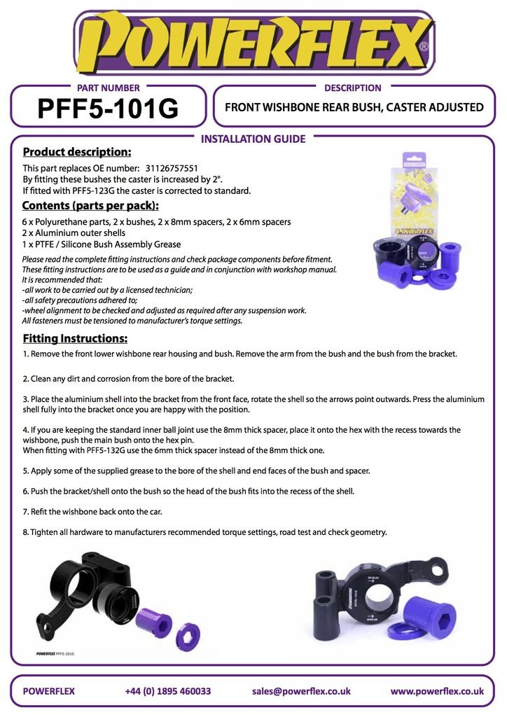 For Mini R50/52/53 2000-2006 PowerFlex Front Wishbone Rear Bush