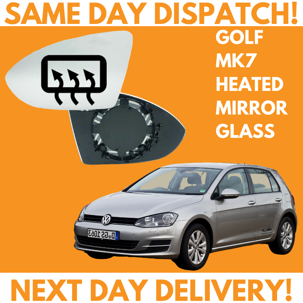 VW Golf MK7 Inc SV 2012-2020 Heated Door Wing Mirror Glass UK Left Passenger Side