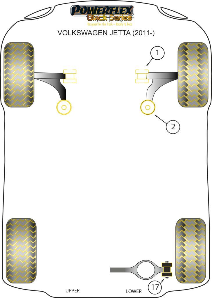 For VW Jetta 2011-ON PowerFlex Black Series Rear Lower Arm Outer Bush