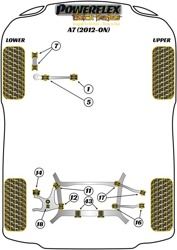 For Audi A7 2012 on PowerFlex Black Series Rear Anti Roll Bar Link Bush