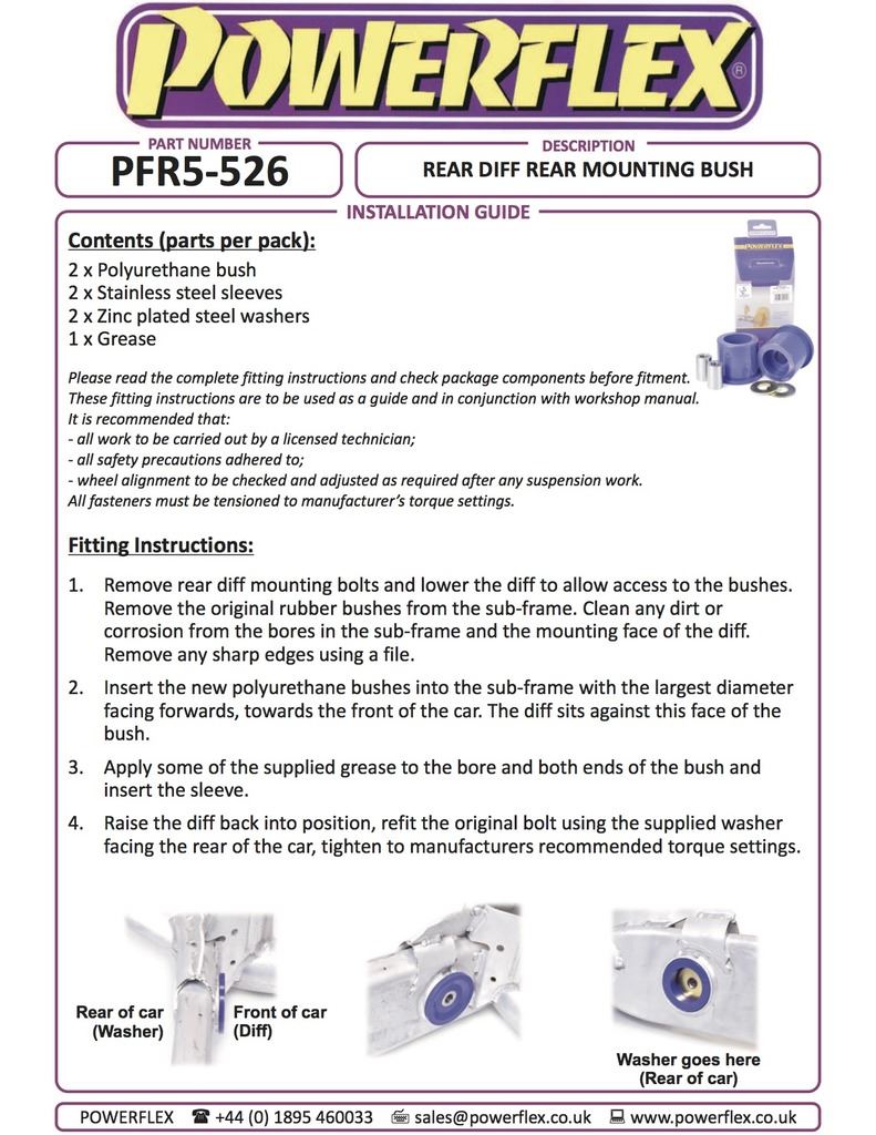 For BMW E39 5 Series 1996-2004 PowerFlex Black Rear Diff Rear Mounting Bush