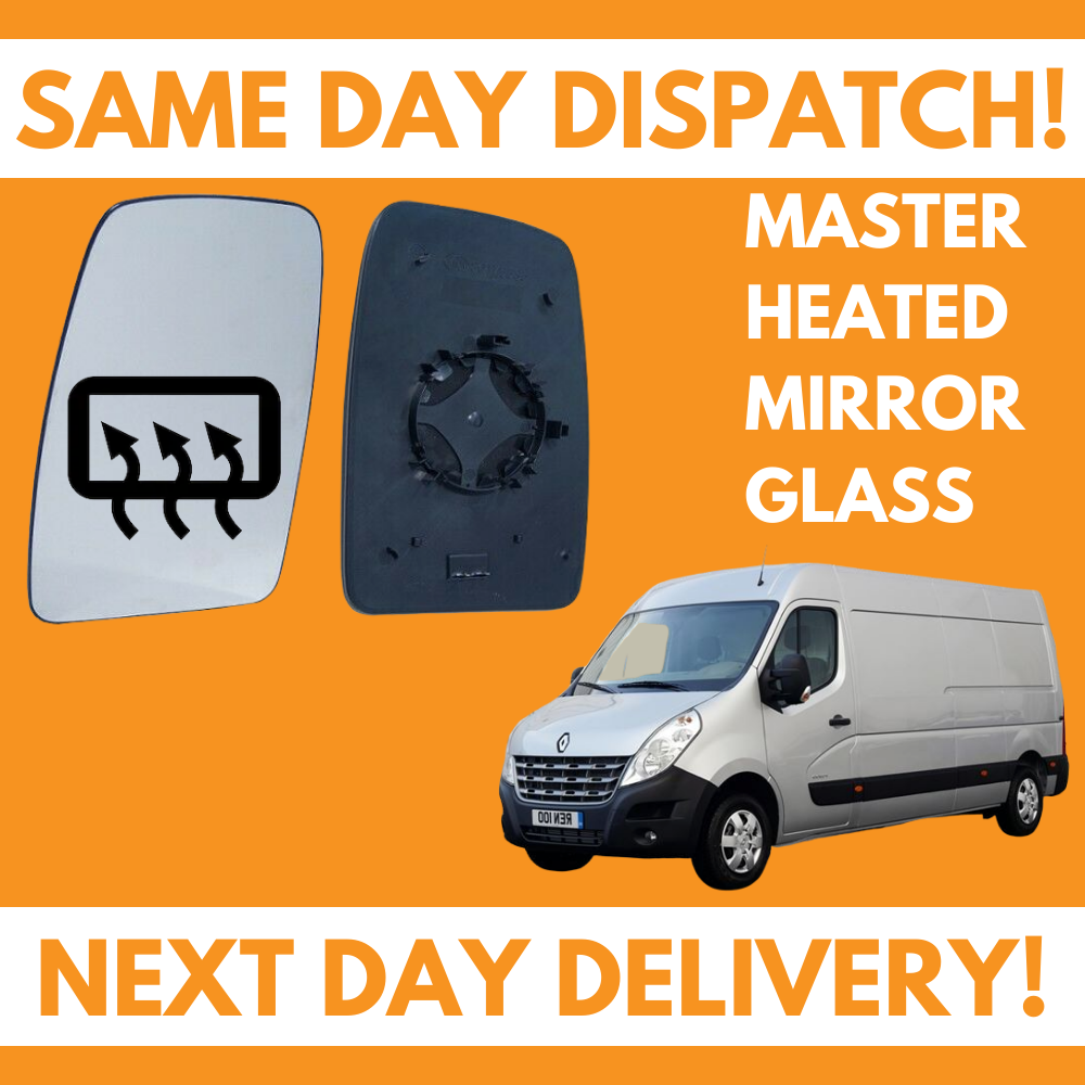 Renault Master 2010-2020 Heated Door Wing Mirror Glass UK Left Passenger Side