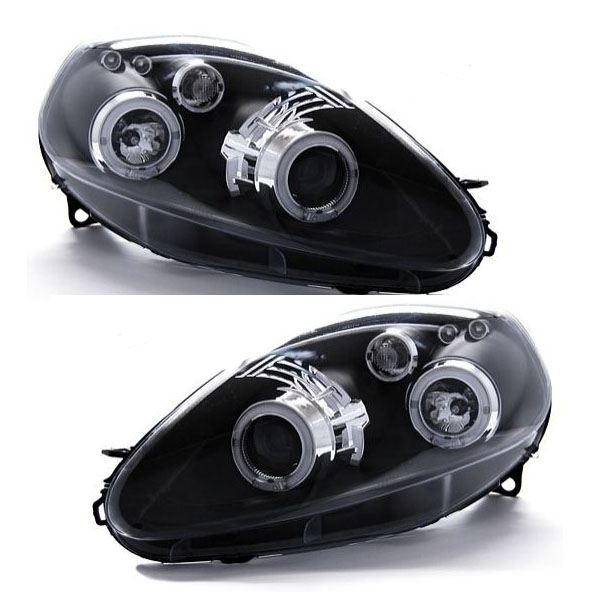FIAT GRANDE PUNTO  2006-10/2008 BLACK ANGEL EYES HEADLIGHTS PAIR