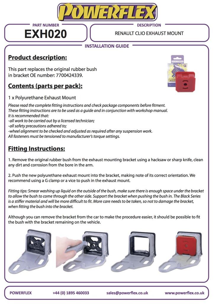 For Renault Clio II 1998-2012 PowerFlex Rear Chassis Exhaust Mount Bush
