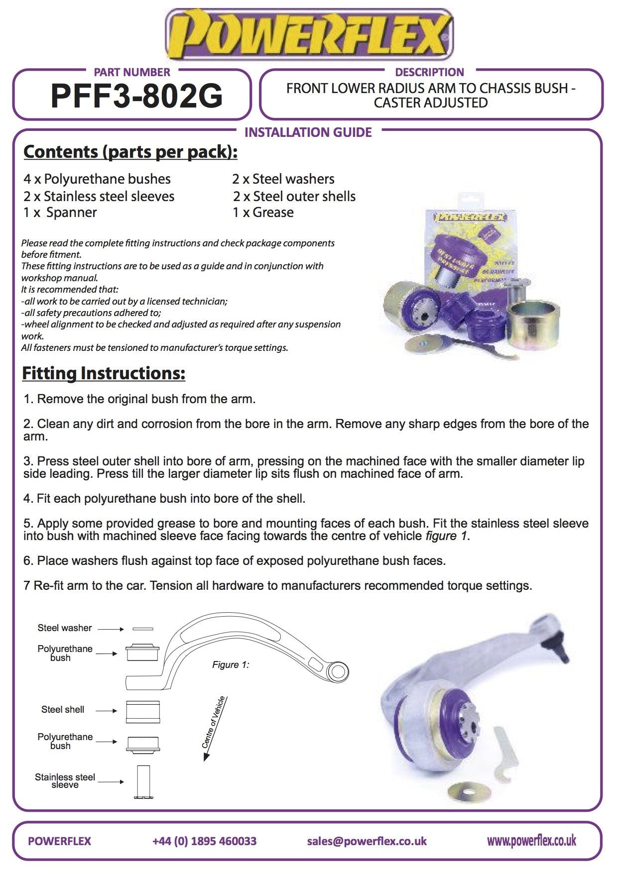 For Audi S5 2007 on PowerFlex Front Lower Radius Arm Bush Caster Adjustable