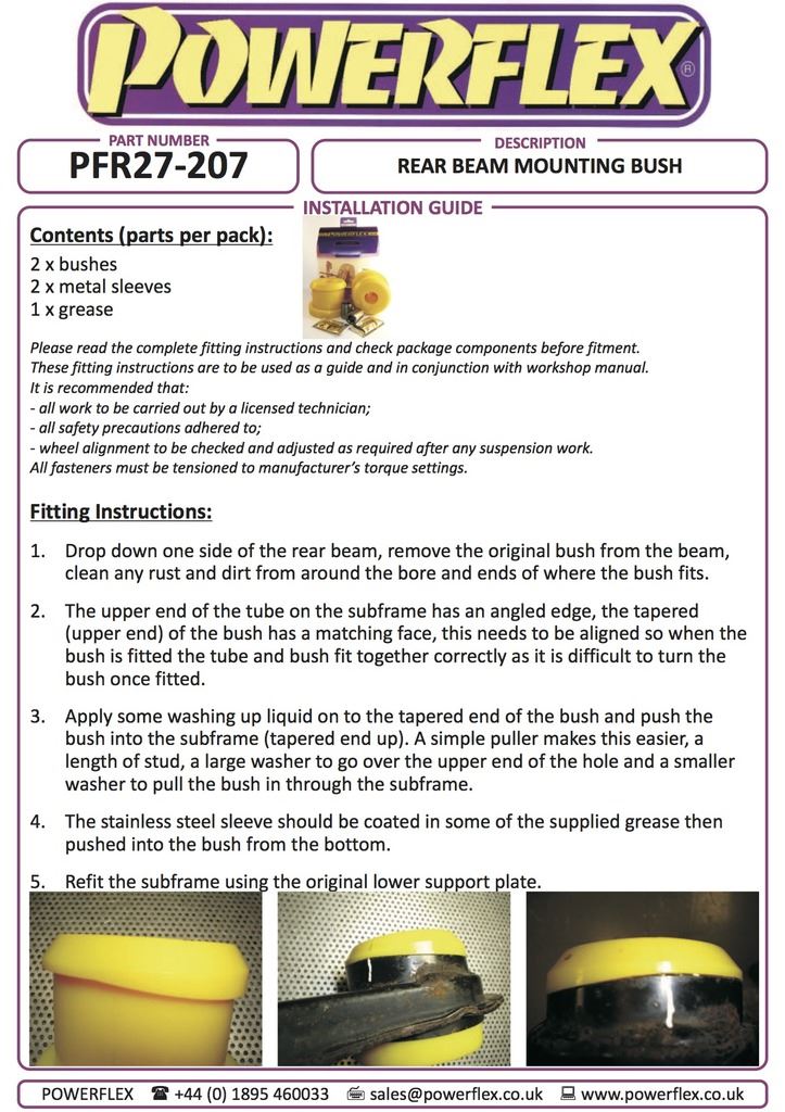 For Jaguar XJ8 1997-2003 PowerFlex Black Rear Beam Mounting Bush