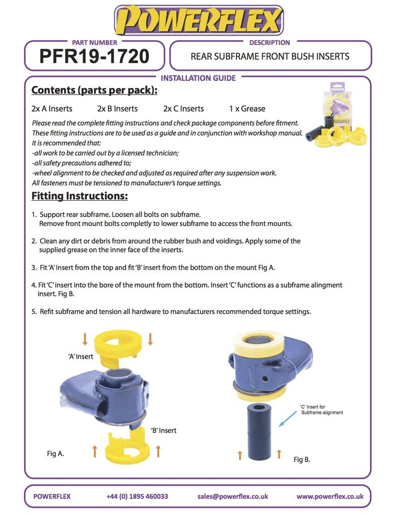 For Ford MUSTANG 2015 - PowerFlex Black Series Rear Subframe Front Bush Insert
