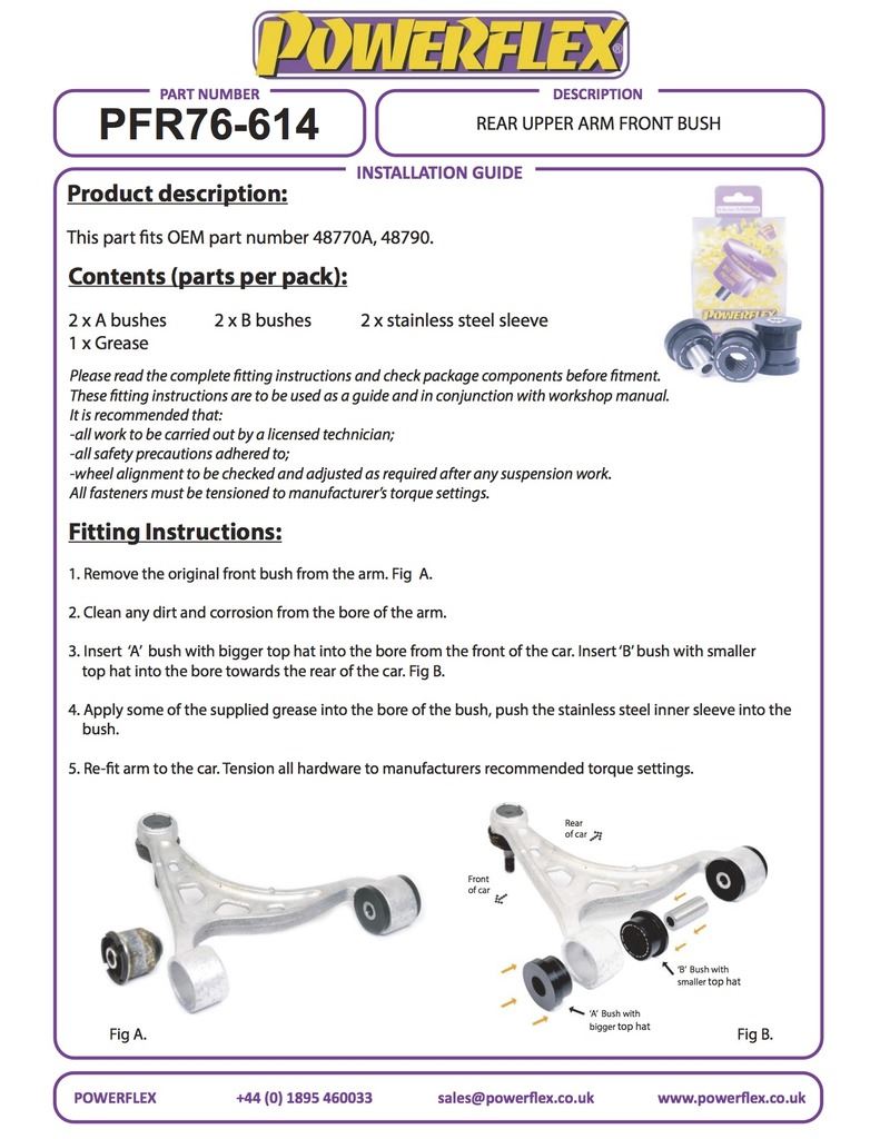 For Toyota Supra 4 JZA80 1993-2002 PowerFlex Rear Upper Arm Front Bush