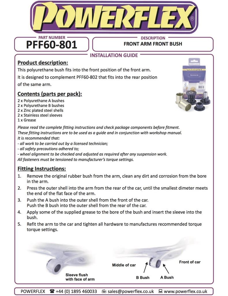 For Renault Clio III Sport 2005-2012 PowerFlex Front Arm Front Bush