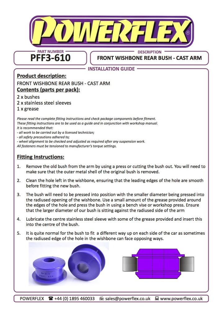 For Seat Leon & Cupra Mk1 4WD 1999-2005 PowerFlex Black Front Wishbone Rear Bush