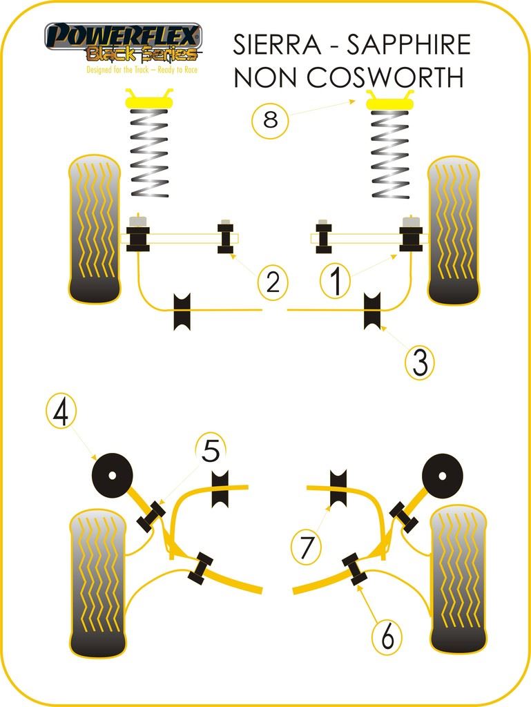For Ford Sierra 4X4 1989 onwards PowerFlex Black Rear Trailing Arm Outer Bush