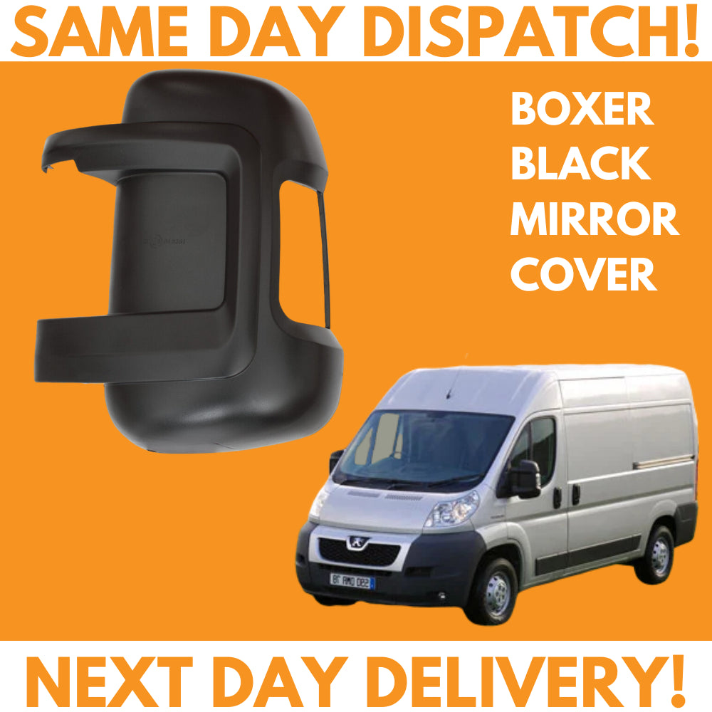 Peugeot Boxer 2006-2020 Short Arm Wing Mirror Cover Black Left Side