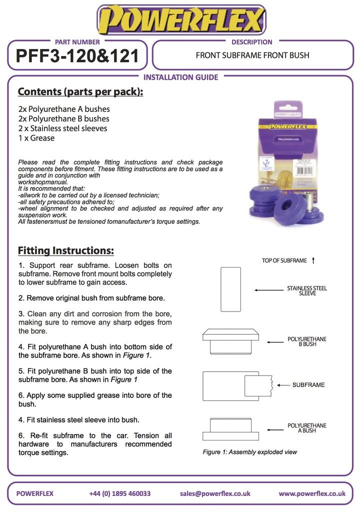 For Audi RS2 B4 1994-1996 PowerFlex Black Series Front Subframe Front Bush