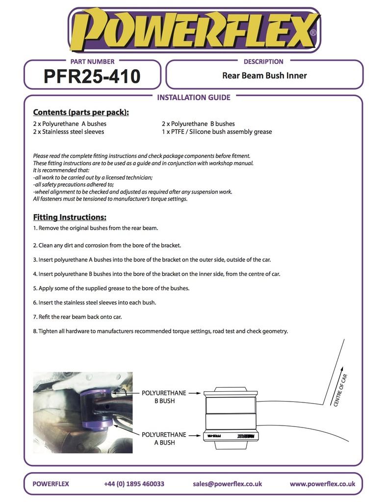 For Honda Jazz/Fit GK5 2014- PowerFlex Rear Beam Mounting Bush