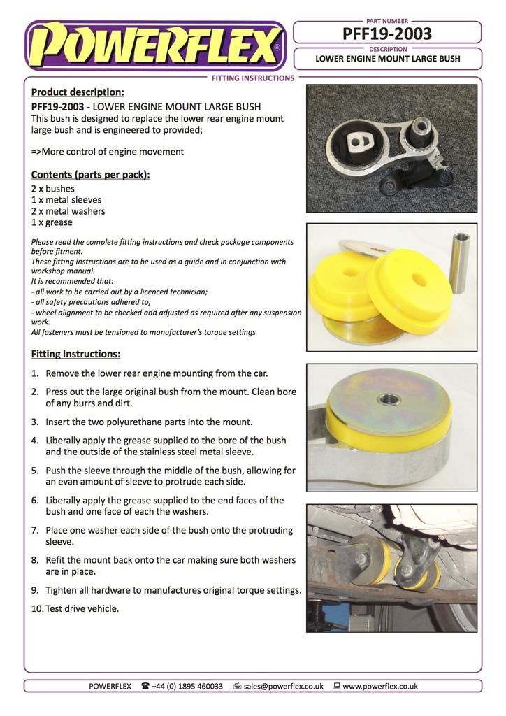 For Ford Fusion 2002-2008 PowerFlex Lower Engine Mount Large Bush