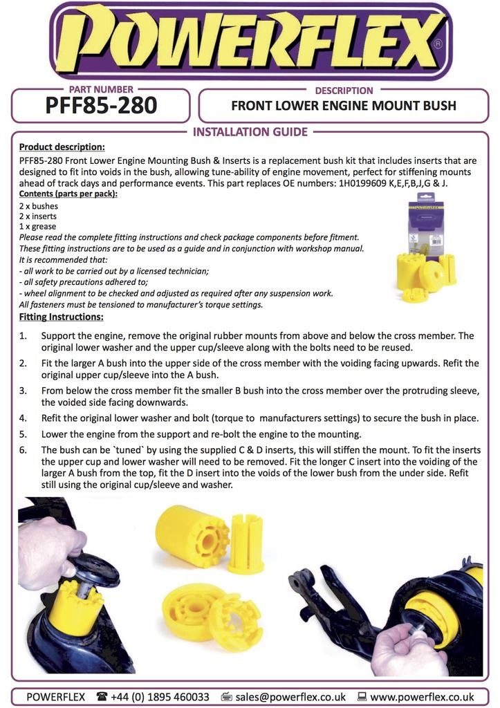 For VW Corrado 1989-1995 PowerFlex Front Lower Engine Mounting Bush & Inserts