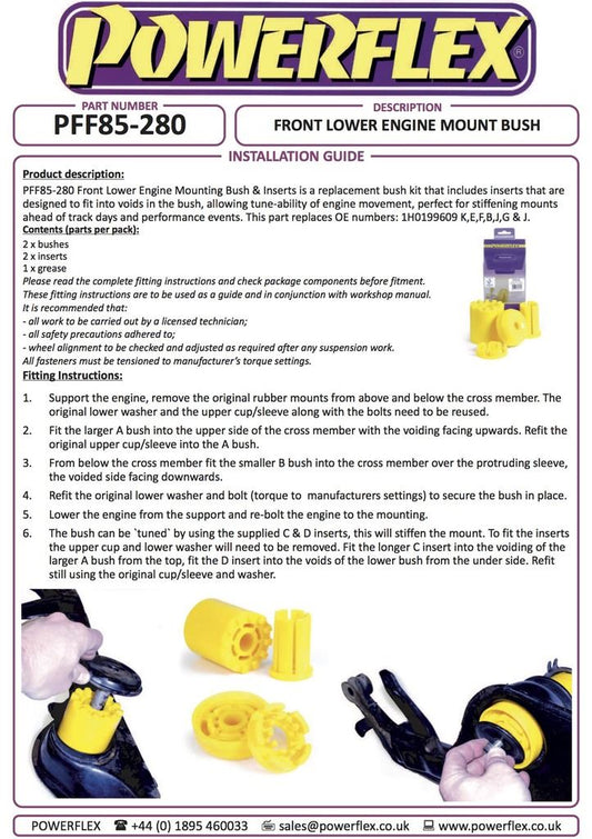 For VW Corrado 1989-1995 PowerFlex Front Lower Engine Mounting Bush & Inserts