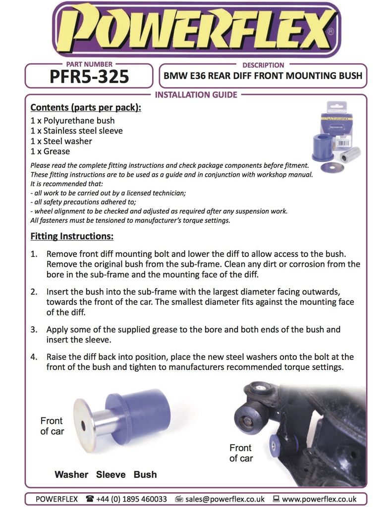 For BMW E36 3 Series 1990-1998 PowerFlex Rear Diff Front Mounting Bush